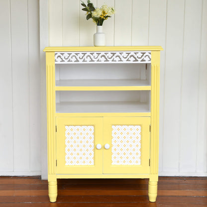 Vintage cupboard painted with Blake & Taylor Simply Yellow Chalk Furniture Paint