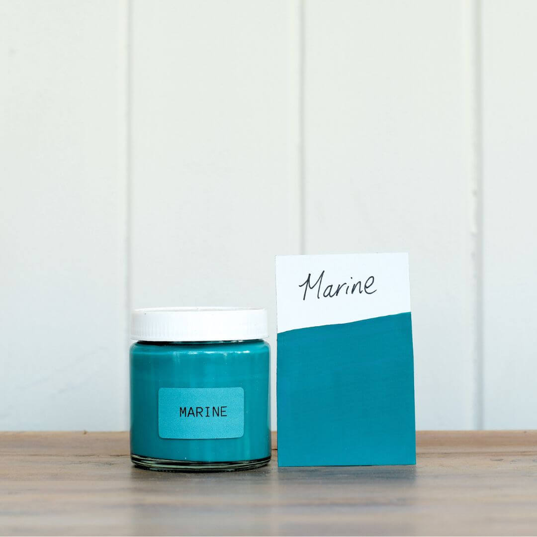 coloiur swatch and 120ml pot of Blake & Taylor Marine Chalk Furniture Paint