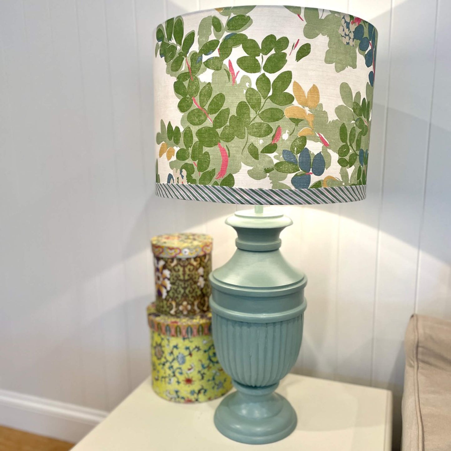 Timber lamp base painted Kettle Green using Blake & Taylor Chalk Furniture Paint