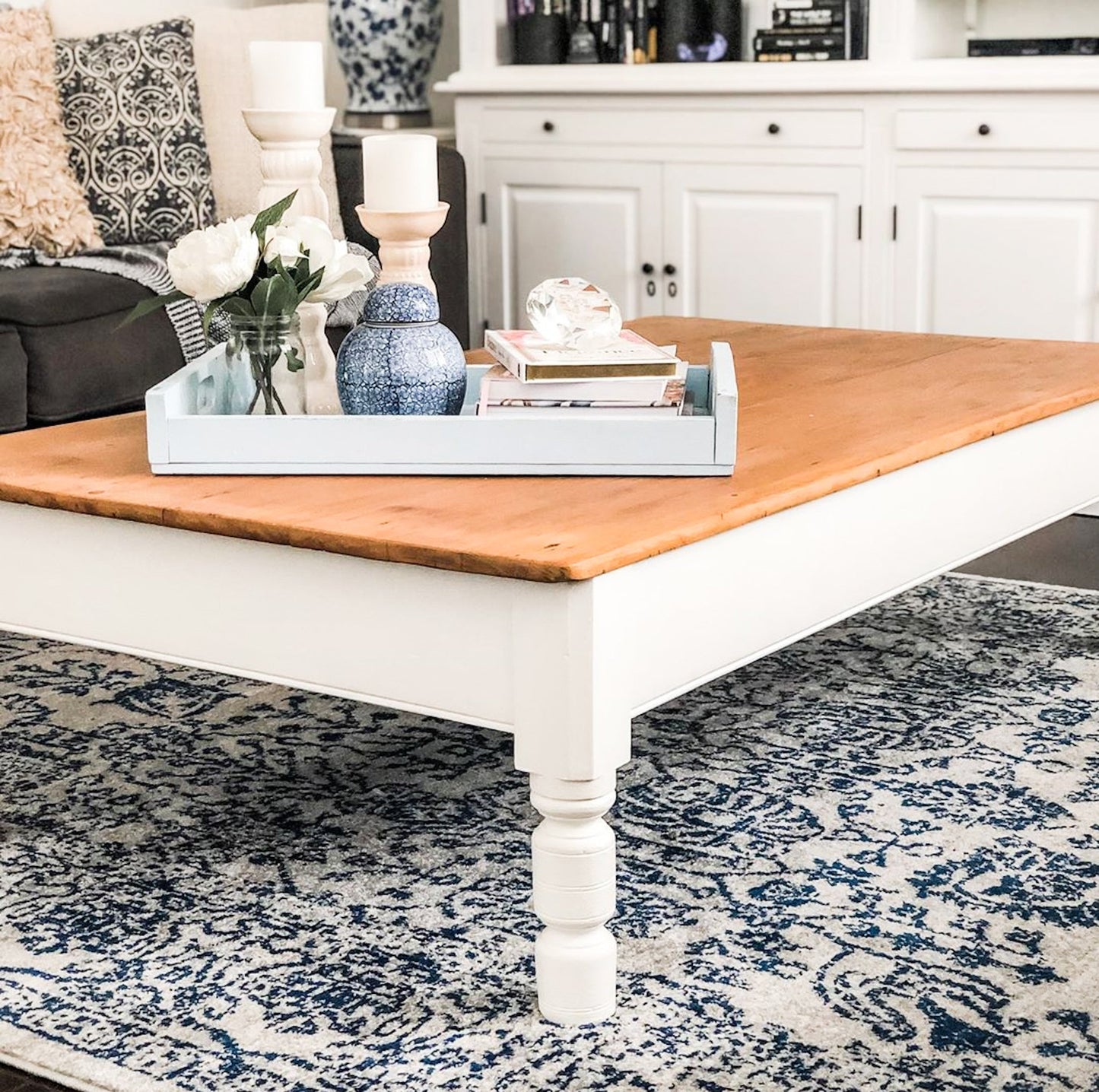 Coffee table painted New White using Blake & Taylor Chalk Furniture Paint