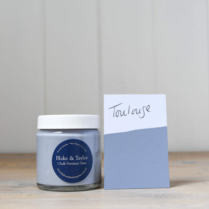 120ml pot of toulouse Blake & Taylor Chalk Furniture Paint with matching colour swatch