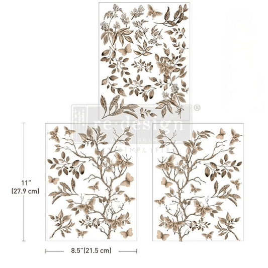 Middy 'Quiet Contemplation' furniture transfer with sepia branches and butterflies