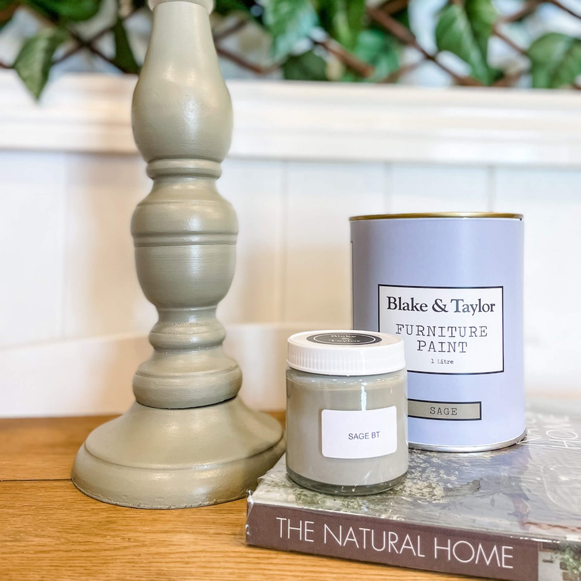 Timber lamp base painted Sage using 120ml pot of Blake & Taylor Chalk Furniture Paint