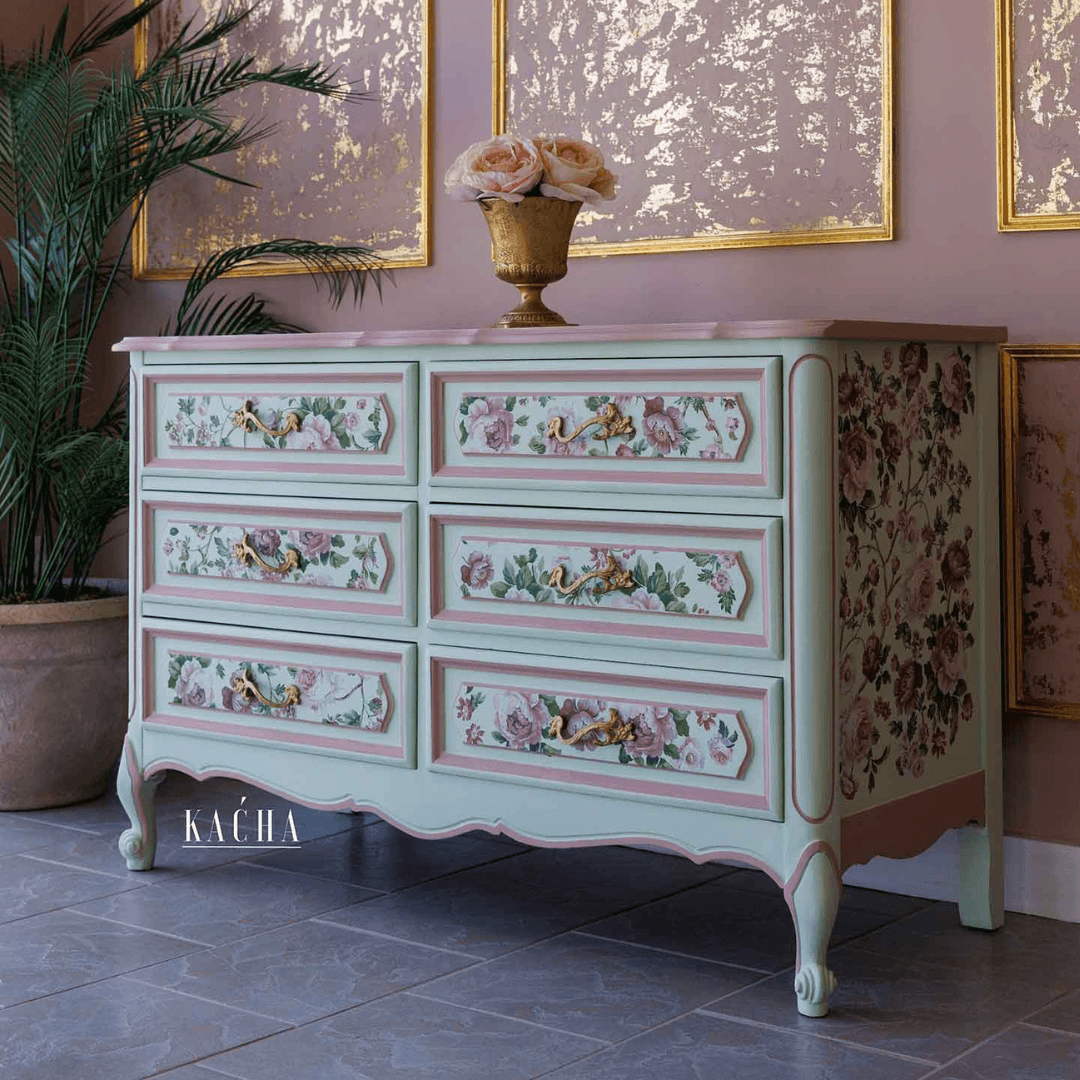 set of drawers with Furniture Transfer with roses