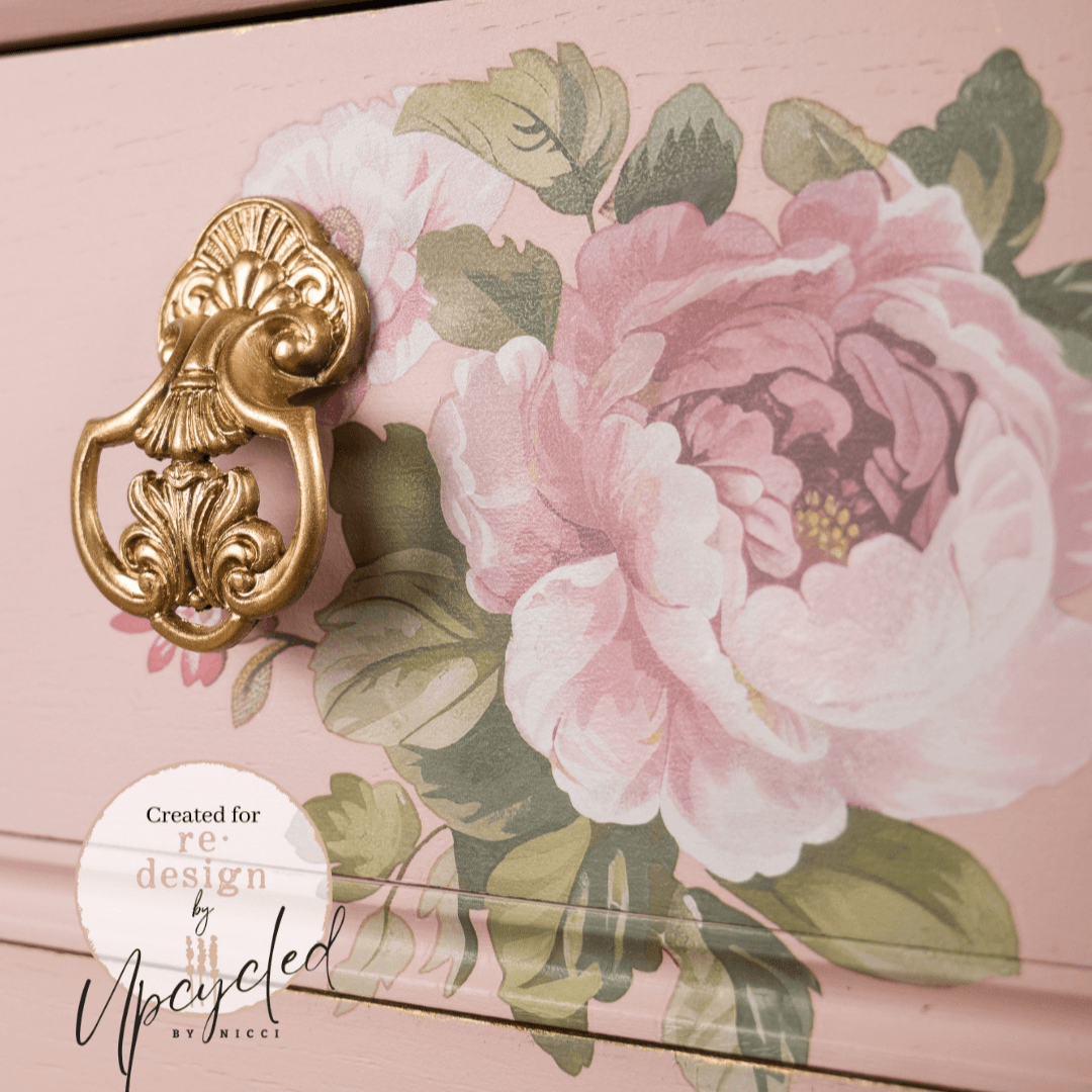 set of pink drawers with Furniture Transfer with roses
