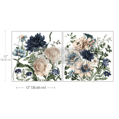 blue and cream floral furniture transfer