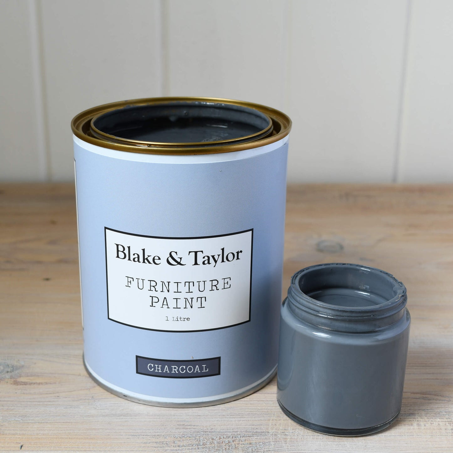 1 litre tin and 120ml pot of Charcoal Blake & Taylor Chalk Furniture Paint