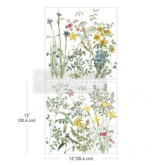 Maxi 'Éclat Floral' furniture transfer with yellow and blue wildflowers.