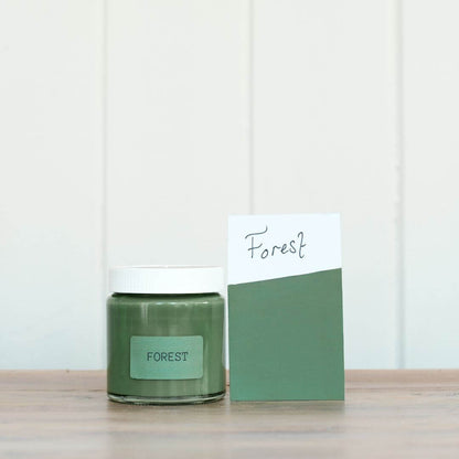120ml pot and colour swatch of Blake & Taylor Forest Chalk Furniture Paint