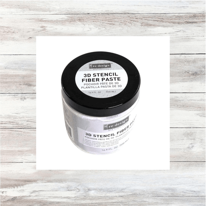 Jar of 3D Stencil Fiber Paste on a wooden surface