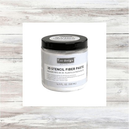Jar of 3D Stencil Fiber Paste on a wooden surface