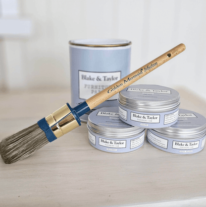 Round Natural Bristle Brush Medium - Blake & Taylor Chalk Furniture Paint