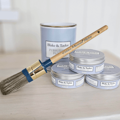 Round Natural Bristle Brush Medium - Blake & Taylor Chalk Furniture Paint