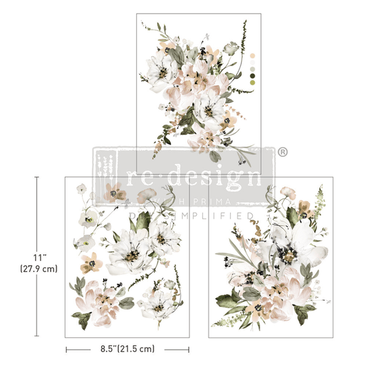 Middy 'Pastels Artistry' furniture transfer with watercolor cream and blush flowers