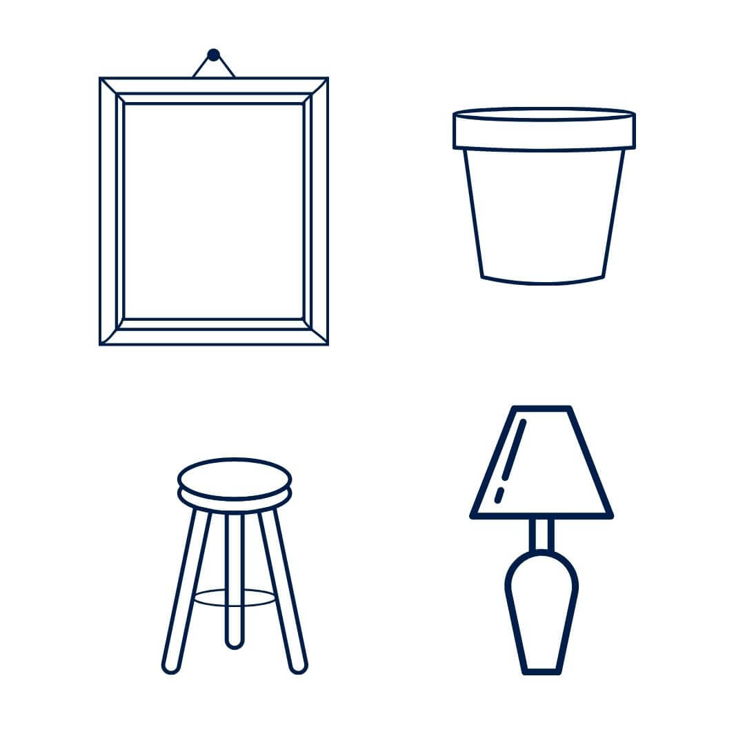 infographic showing which pieces of furniture can be painted using  120ml of Blake & Taylor Chalk Furniture Paint