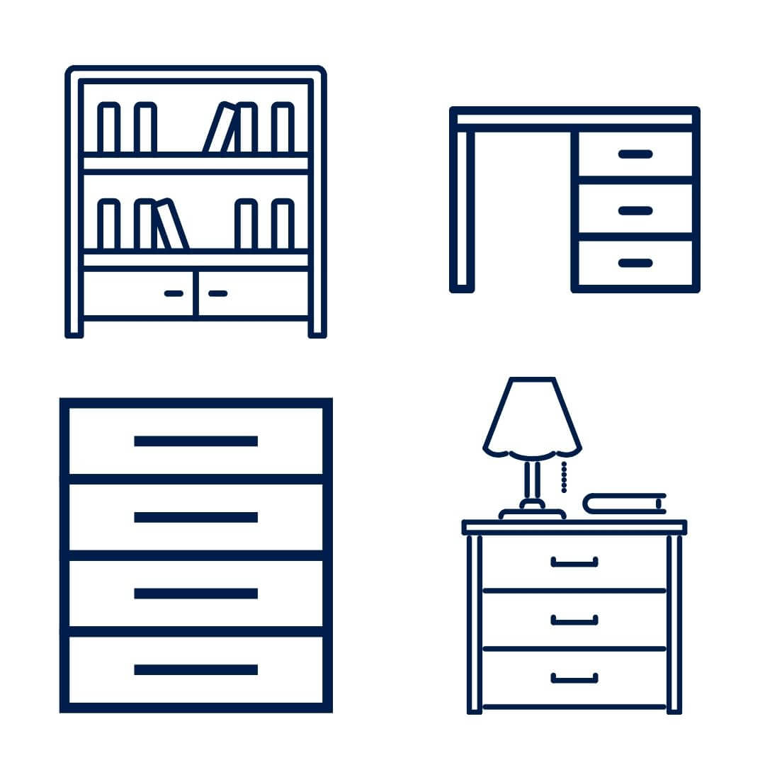 infographic showing which pieces of furniture can be painted using  500ml of Blake & Taylor Chalk Furniture Paint 