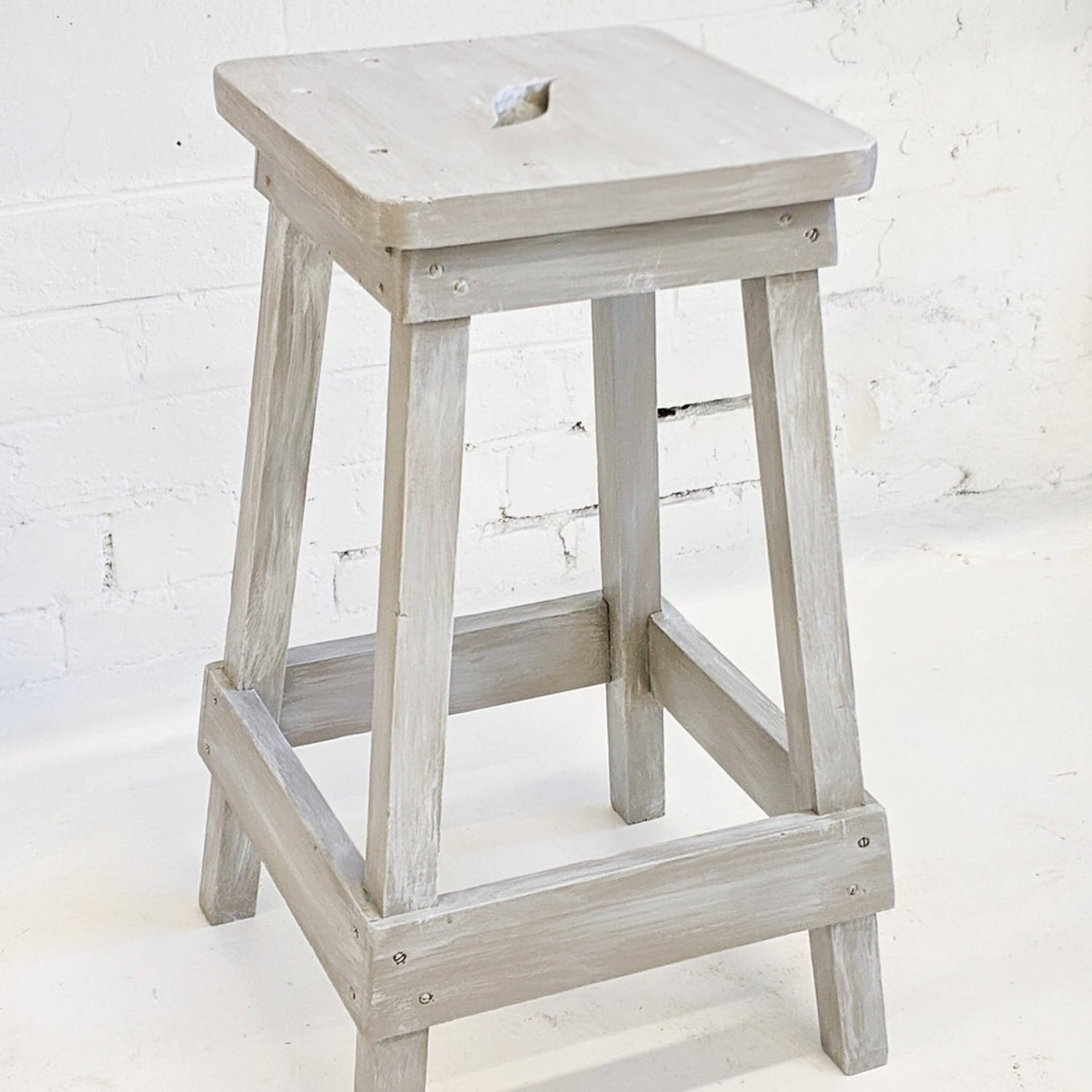 Timber stool painted French Linen and White Wash using Blake & Taylor Chalk Furniture Paint