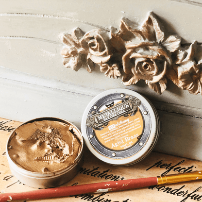 Decorative rose detail with aged brass wax finish