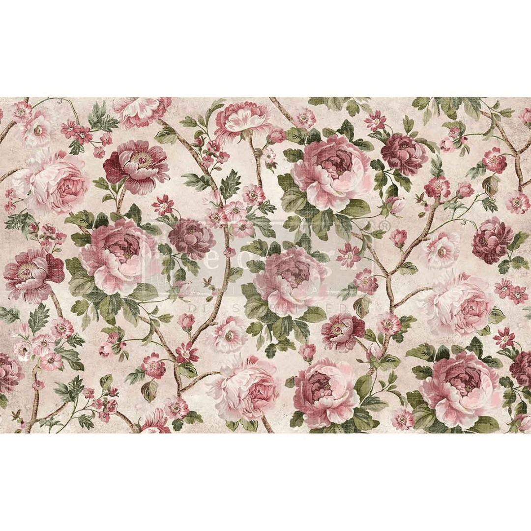 pink roses decoupage paper
