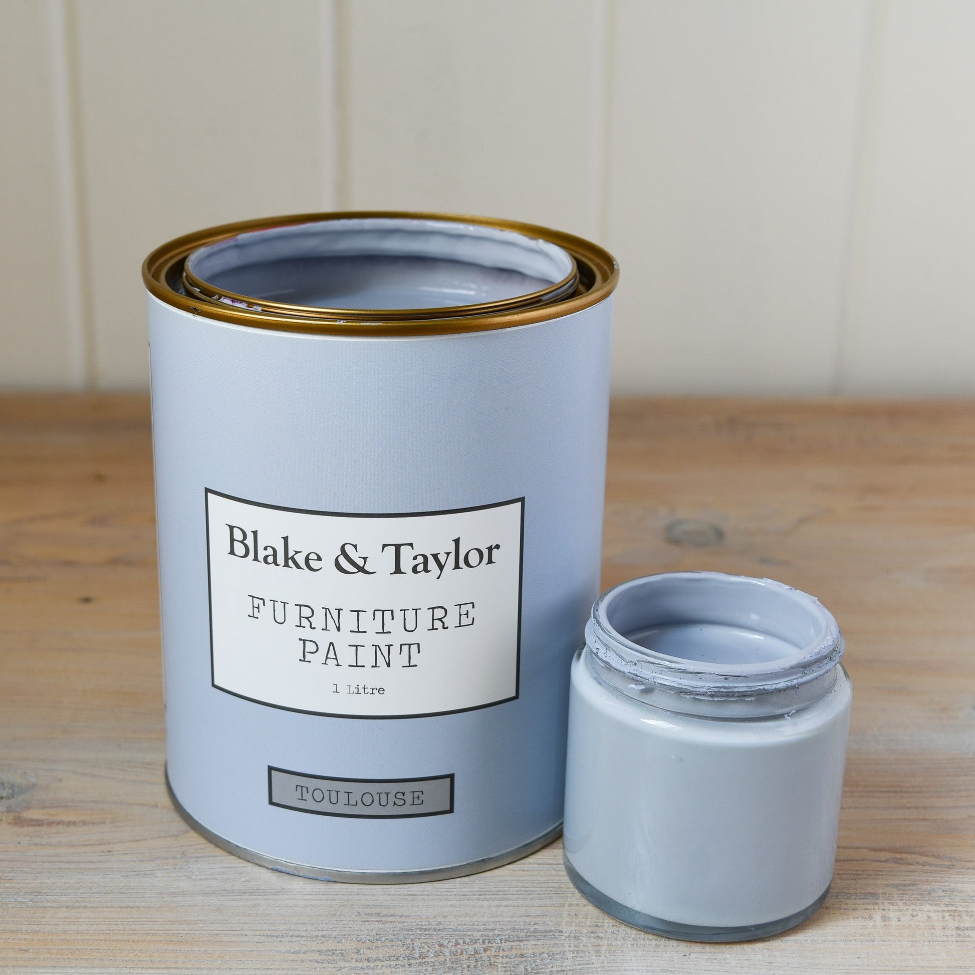 Blake & Taylor Chalk Furniture Paint 1 litre and 120ml pot of Toulouse