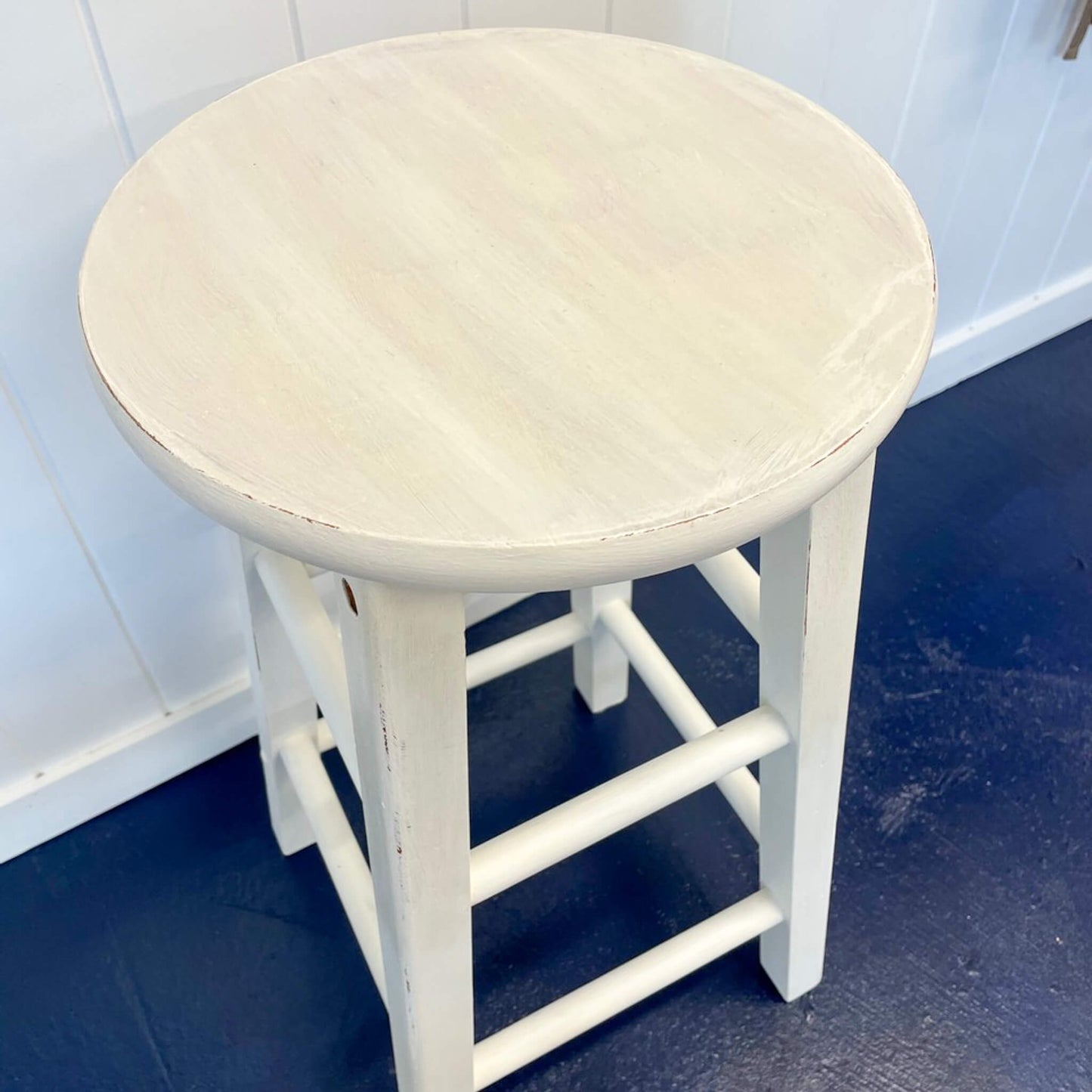 Timber stool painted with Blake & Taylor Chalk Furniture Paint White Wash