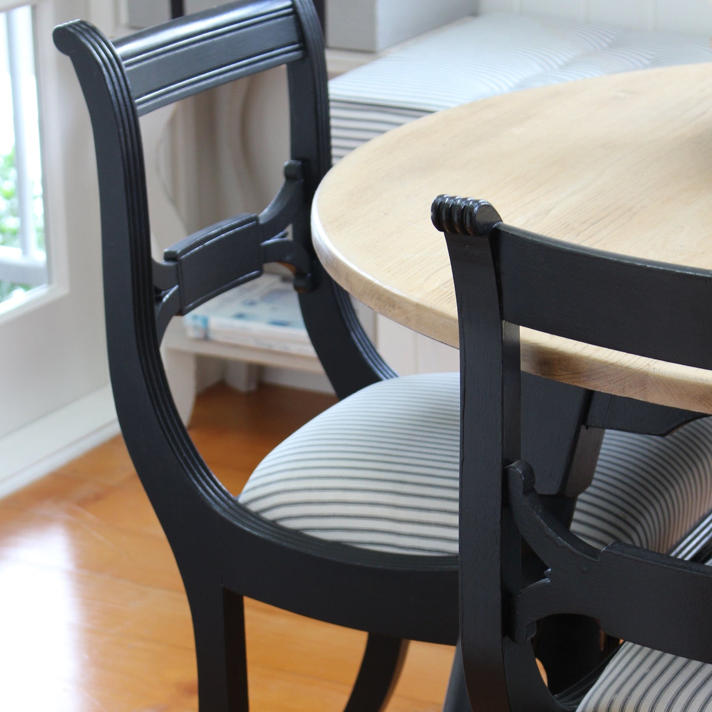 Dining chair painted Black using Blake & Taylor Chalk Furniture Paint