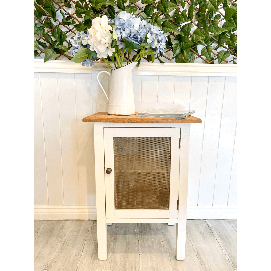 Vintage cupboard painted with Aged White Blake & Taylor Chalk Furniture Paint