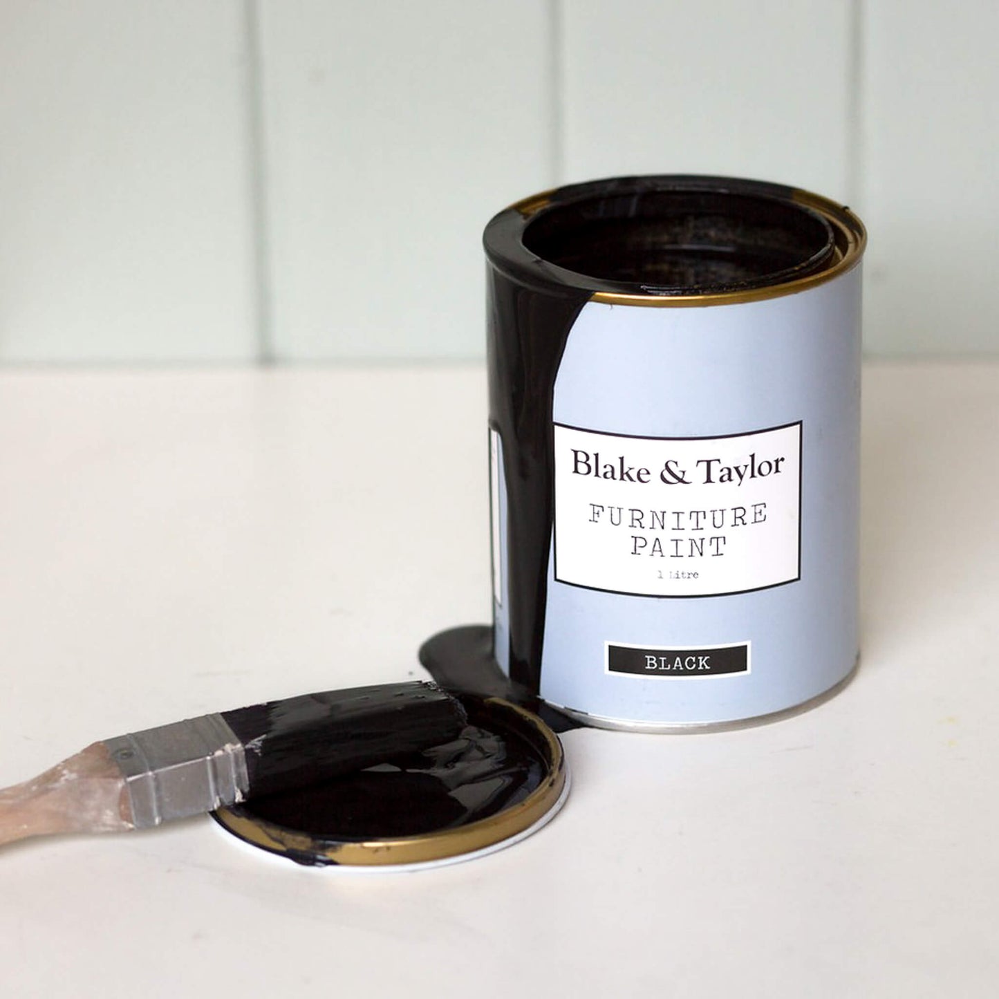 Tin of  Black 1 Litre Blake & Taylor Chalk Furniture Paint with brush