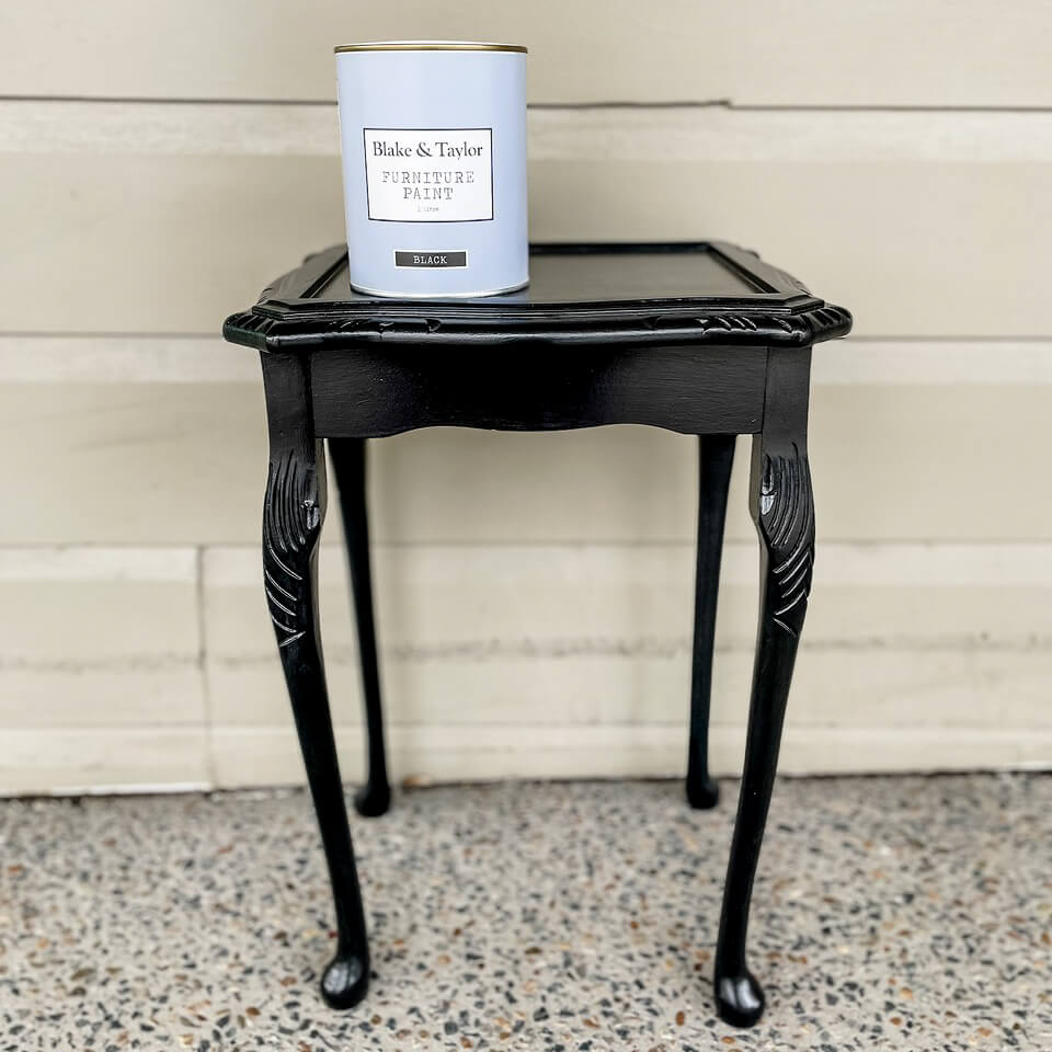 Small vintage table painted Black using 1 litre Blake & Taylor Chalk Furniture Paint