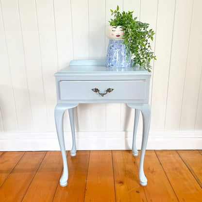 Vintage side table painted with Blake & Taylor French Blue Chalk Furniture Paint