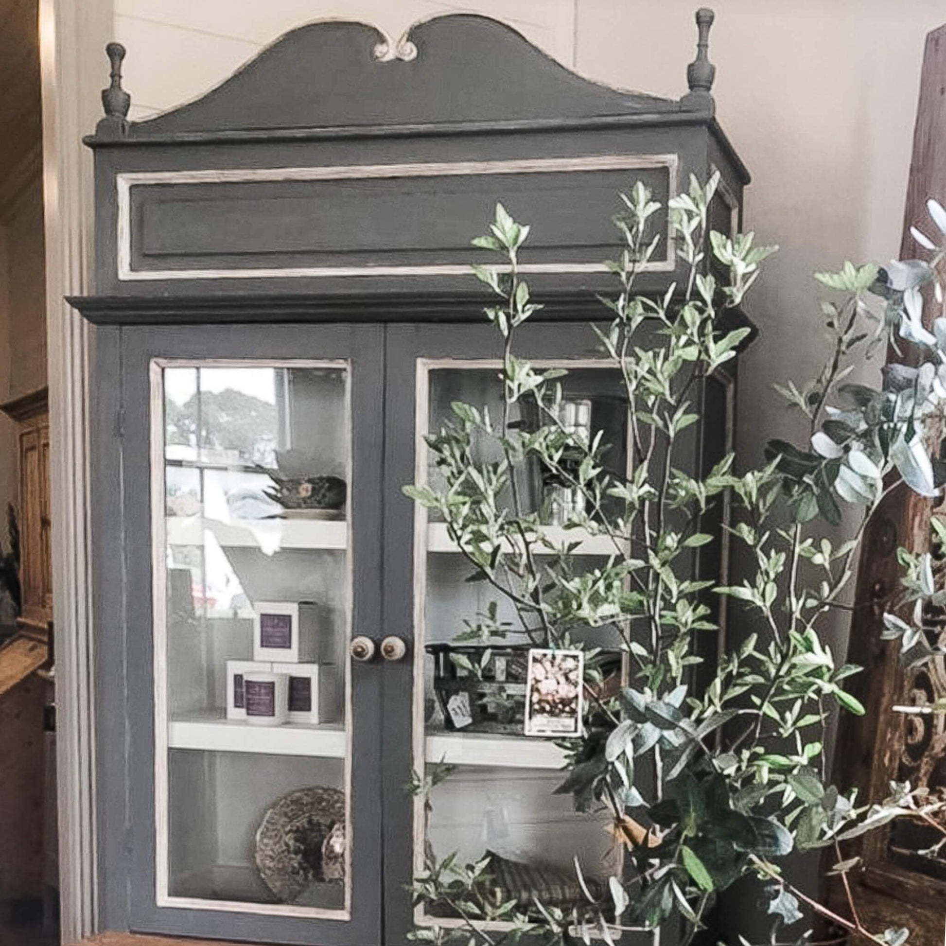 Vintage armoire painted with Blake & Taylor Steel grey Chalk Furniture Paint