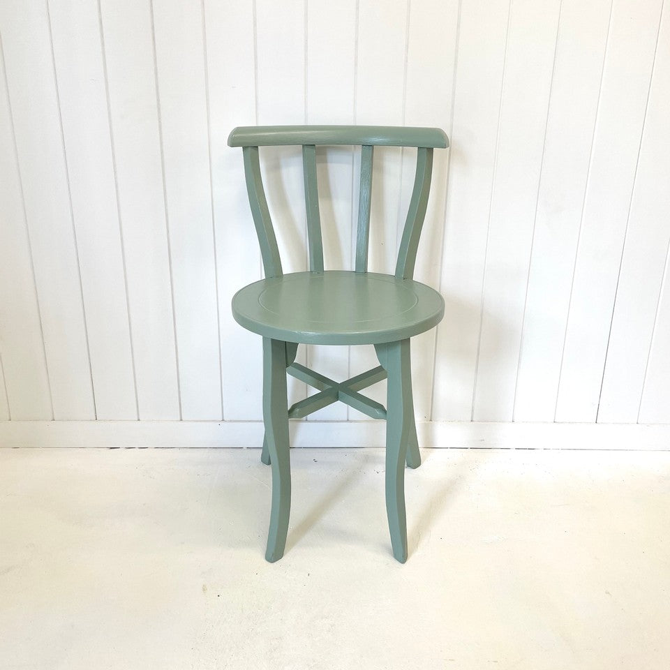 Small vintage chair painted with Blake & Taylor Kettle Green Chalk Furniture Paint