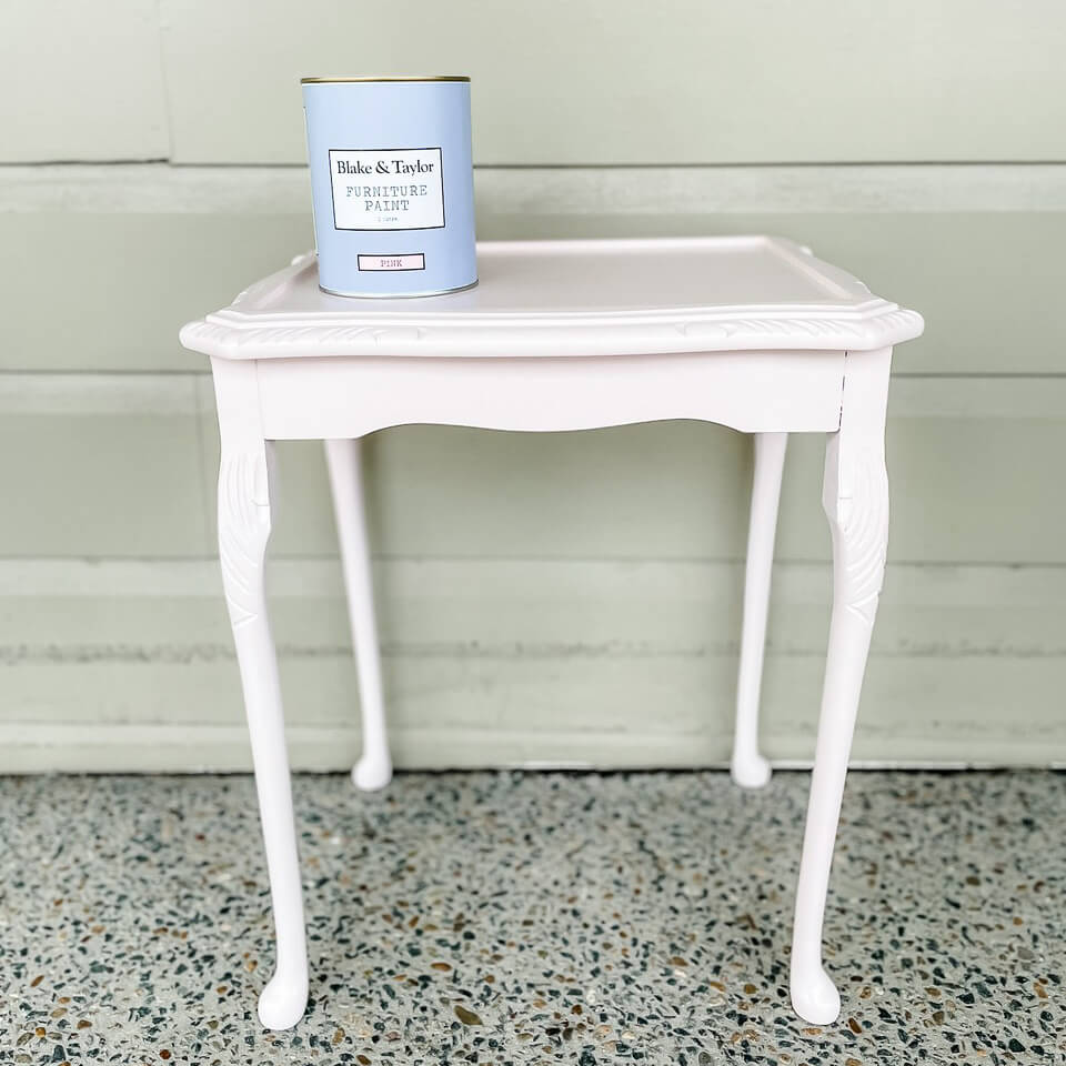 Small vintage table painted with Blake & Taylor Pink Chalk Furniture Paint