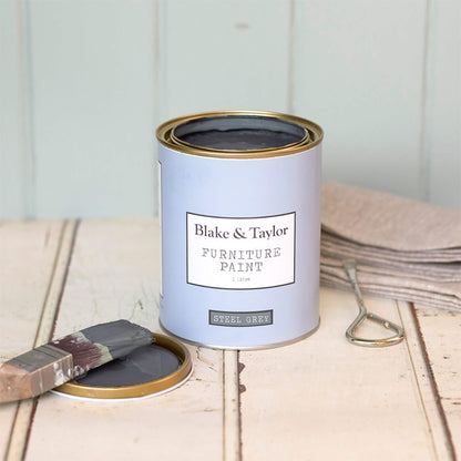 1 litre tin of Blake & Taylor Steel Grey Chalk Furniture Paint